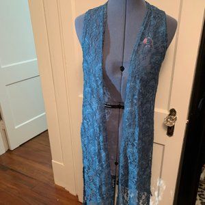 Teal Lace Joy Vest- S Lularoe